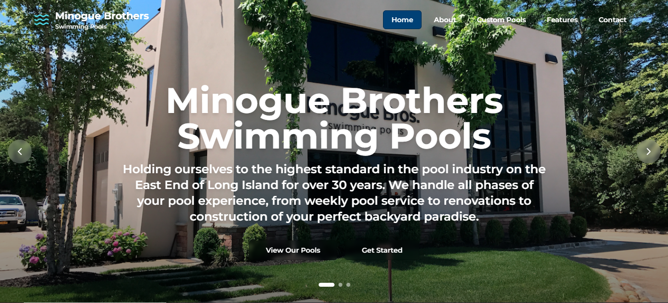 Minogue Brothers Pools website design